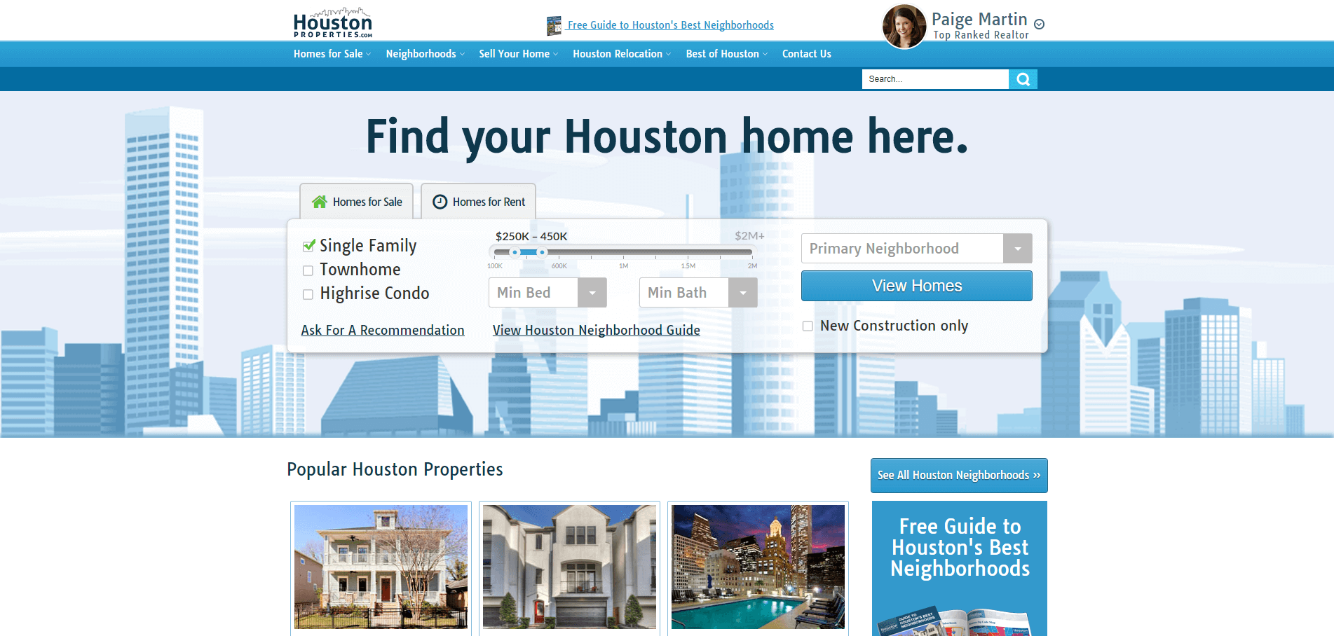  Whoa!  Here are 101 of the best real estate websites.  Each site is ranked 1-101 with a description and review.  Here's houstonproperties.com.  Want to see who made the cut? 